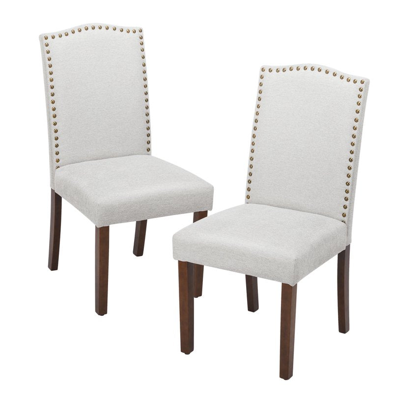 Fabric Dining Chairs Set of 2 with Nailhead Trim - Grey