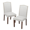 Fabric Dining Chairs Set of 2 with Nailhead Trim - Grey