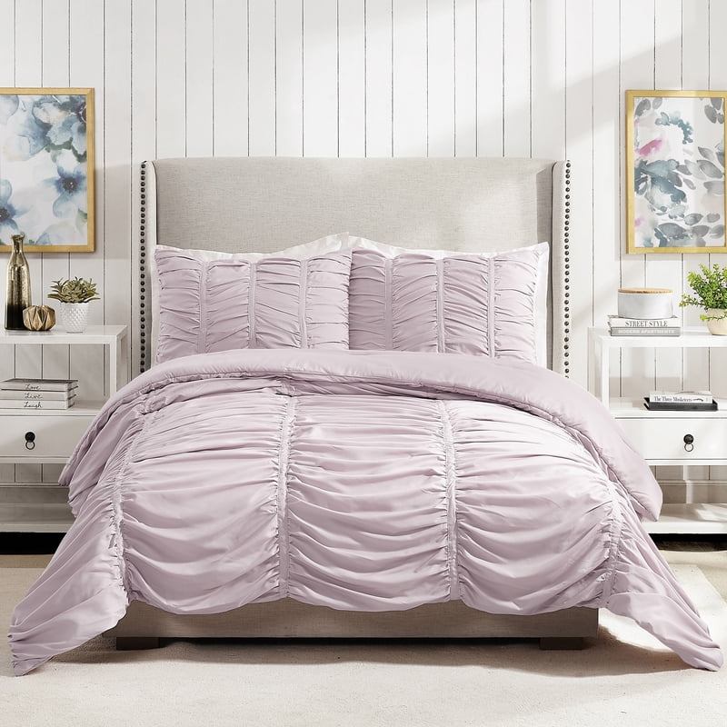 Twin/Twin XL Purple Pleated Comforter Set - Modern Heirloom