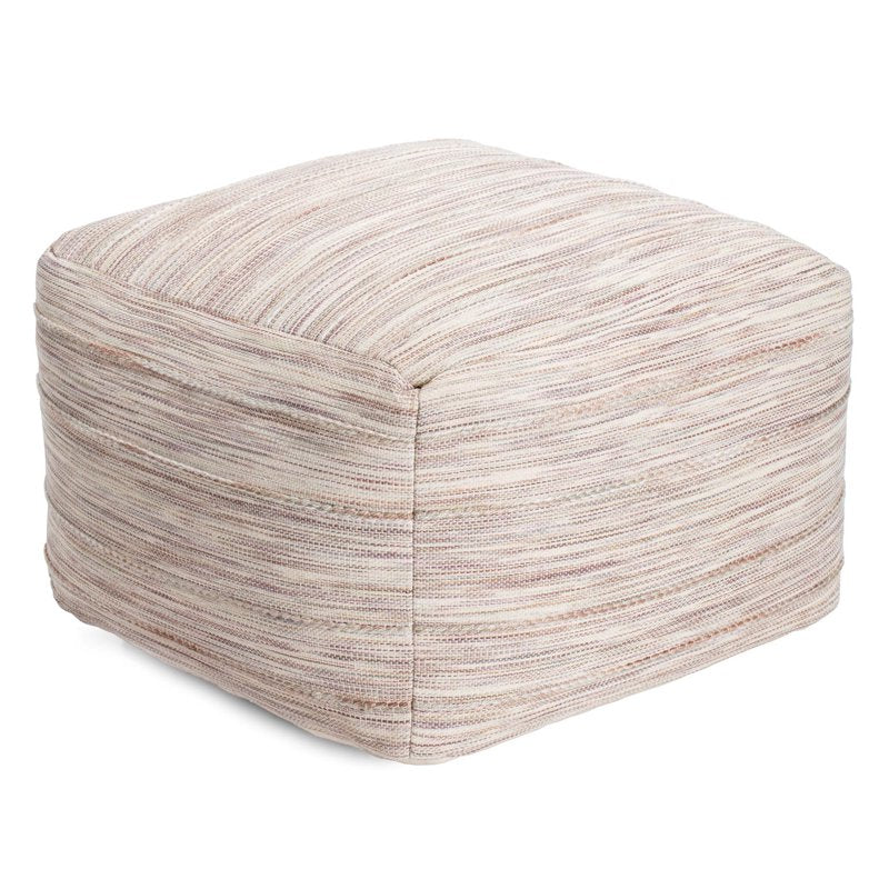Joya Taupe Square Pouf Ottoman 22-Inch Contemporary Floor Seat