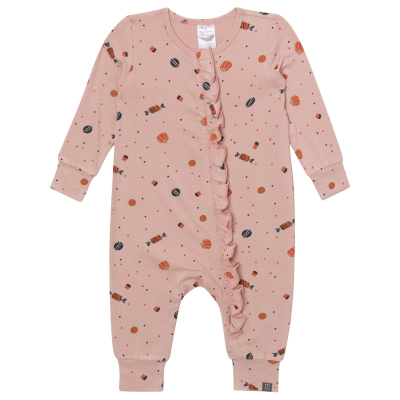 Girls Halloween Coverall with Ruffle & Two-Way Zip - Mahogany Rose 24 Months