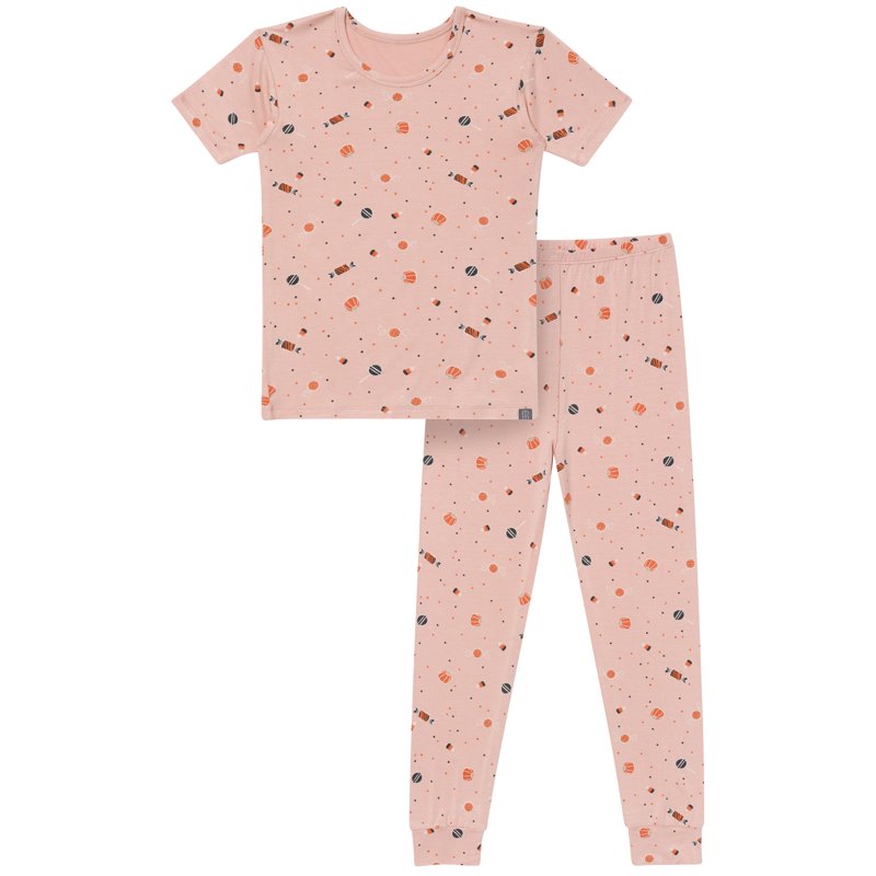 Halloween Pajama Set for Kids - Short Sleeve 2-Piece Nightwear, Size 8 Rose