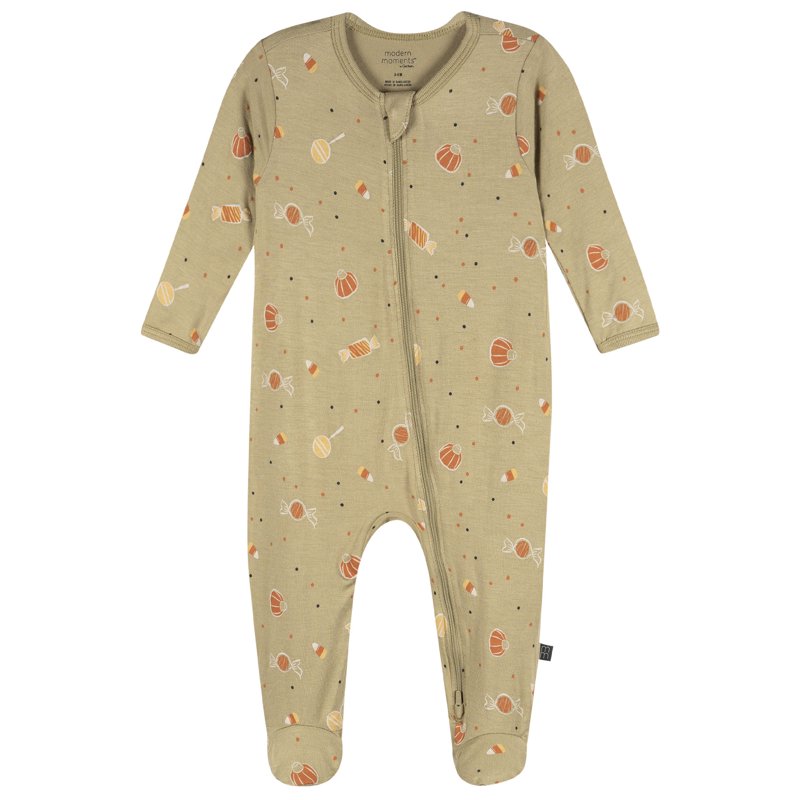 Olive Gray Trick Or Treat Baby Pajama Footed Sleep 'N Play - 6-9 Months