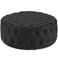 Tufted Round Ottoman - Leatherette Upholstery, Multiple Colors
