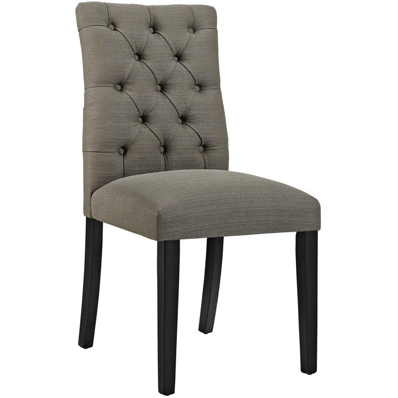 Tufted Dining Chair - 21.5" Polyester Fabric - Light Gray