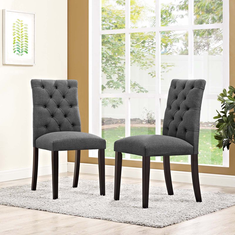 Duchess 21.5" Fabric Dining Chair Set of 2 - Gray