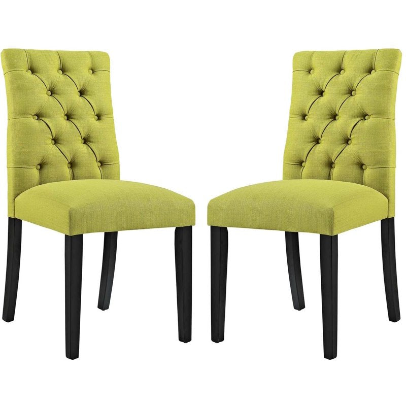 Duchess Fabric Dining Chair Set - Light Green, 21.5" Height