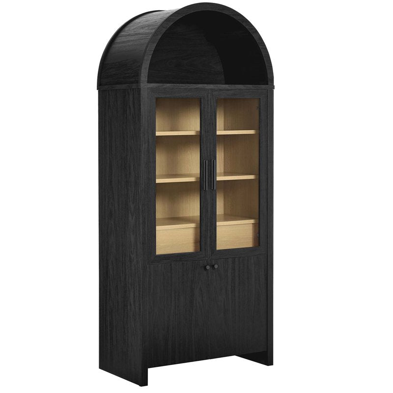Arched Tall Display Cabinet - Black Oak, 71.1" x 30.8" x 16.5"