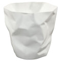 Modern White Plastic Trash Can with Crumpled Design