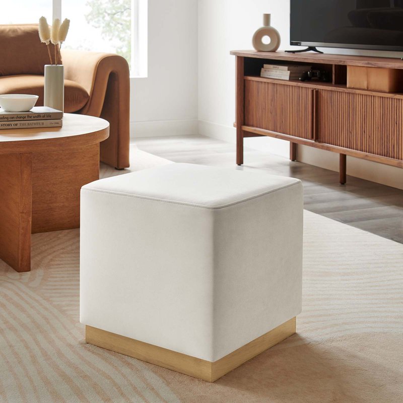 17" Square Performance Velvet Upholstered Ottoman - Multiple Colors