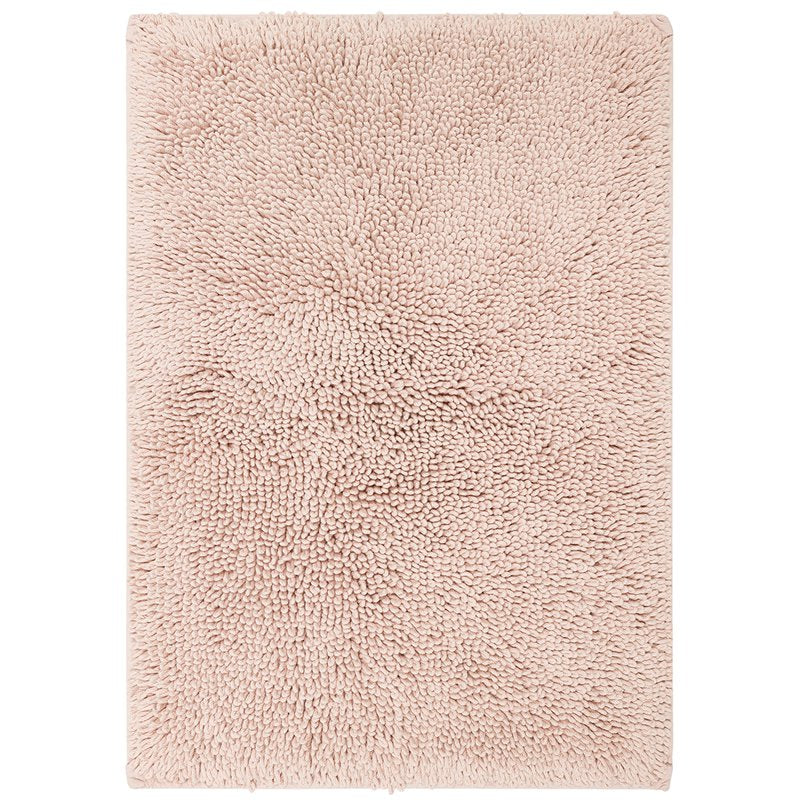 Cotton Plush Bath Mat - Non-Slip, Stain & Fade Resistant, Blush, 1.5' x 2'