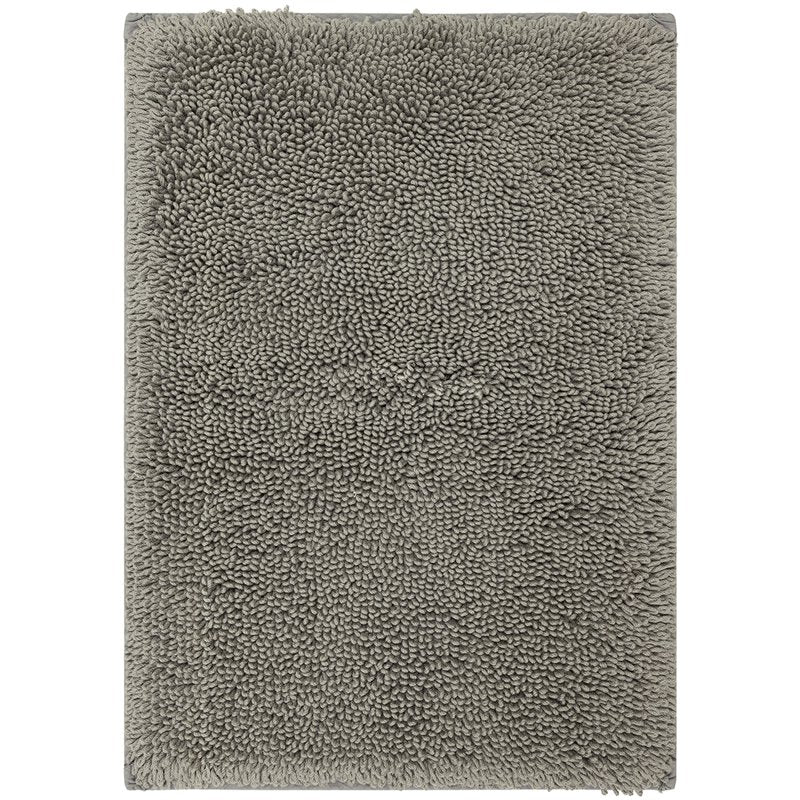 Non-Slip Cotton Bath Mat - Classic Plush Grey 1' 9" x 2' 10" - Washable & Fade Resistant