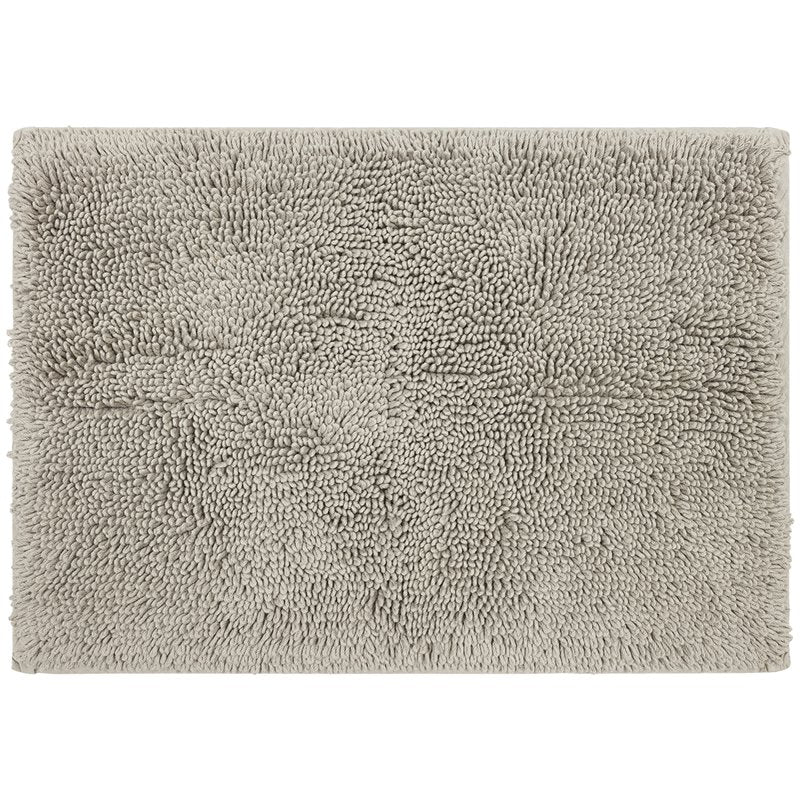 Non-Slip Cotton Bath Mat - Classic Plush Washable Rug, Silver, 2'3" x 3'9"
