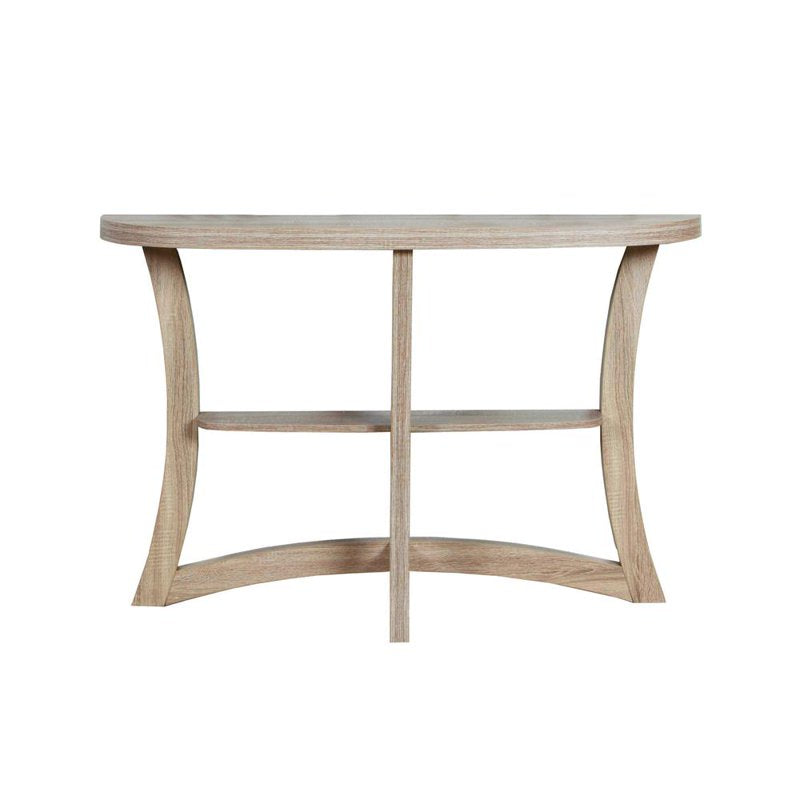 Half Moon Console Table - Dark Taupe Wood-Look, Two-Tiered Design
