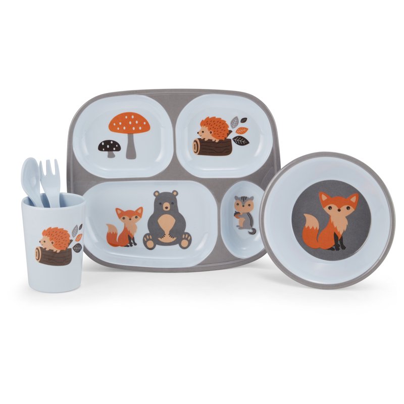 5-Piece Kids Mealtime Set - Woodland Design, BPA Free