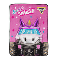 Monster Jam Sparkle Smash Throw Blanket - Pink Coral Fleece 46x60 Inches