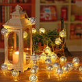 Moroccan Hollow Metal Ball LED String Lights - Warm White Fairy Globe Decor for Indoor Outdoor Home and Party