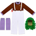 Morph Chocolate Factory Worker Costume for Men 2XL - Jumpsuit, Dungarees & Green Wig