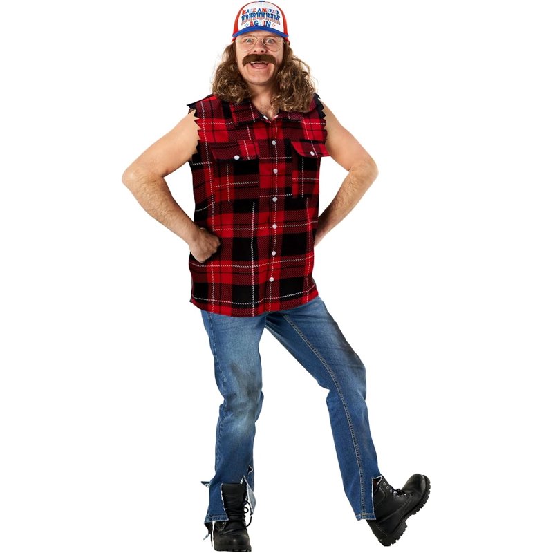 Men's Hillbilly Costume Halloween Fancy Dress - Large Red Variant