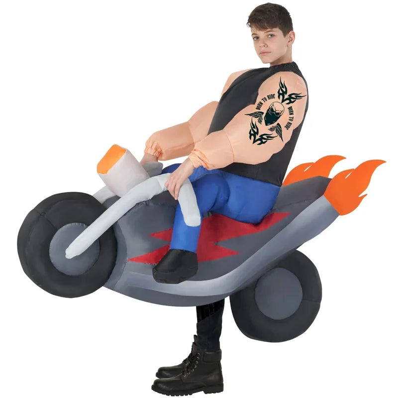 Morph Kids Inflatable Biker Ride On Costume Boys Hell`s Angel