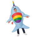 Kids Inflatable Narwhal Costume Rainbow Blow-Up Halloween Suit - Blue, One Size