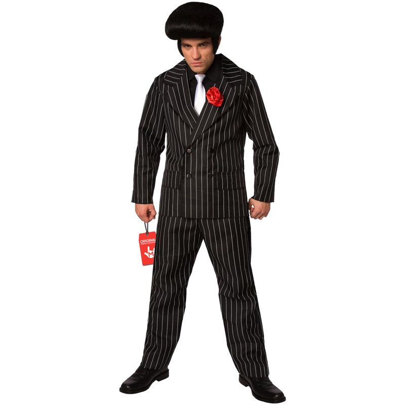 Mens 1920s Gangster Suit Costume XL Pinstripe Mafia Boss Outfit Halloween