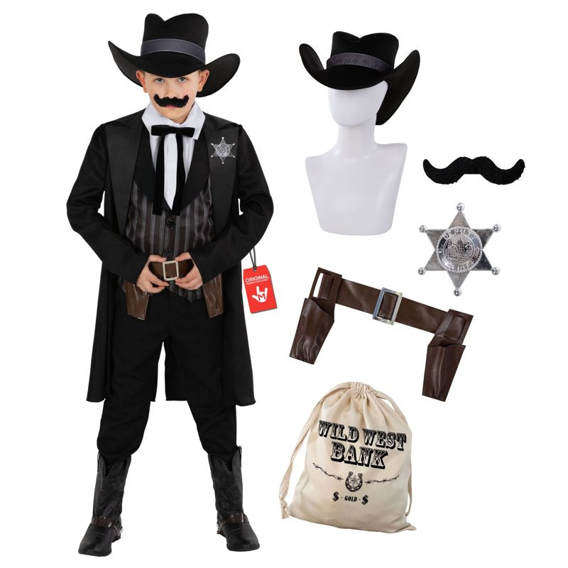 Western Sheriff Costume Boys Halloween Costume - Small, Black, S