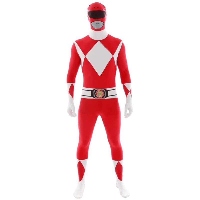 Adult Red Power Ranger Morphsuit Costume M - Superhero Fancy Dress Halloween