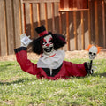 19.5-Inch Animated Clown Halloween Prop Black Red White Spooky Decor