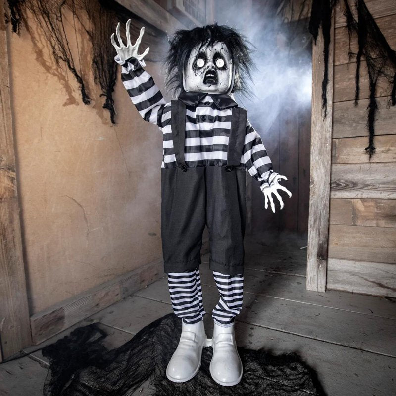 Animated Halloween Boy Decoration with Black & White Shoes - 3 ft Tall