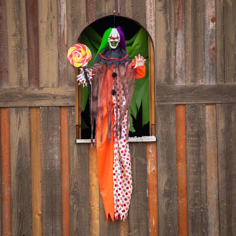 Light-Up Hanging Clown Prop for Halloween Decorations - 4.5 Ft