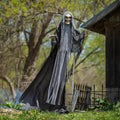 6 Ft. Black & Gray Skeleton Reaper Halloween Prop - Animated Standing Decor
