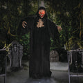 Animated Standing Skeleton Reaper Halloween Decoration - 5 Ft. Black Cloak