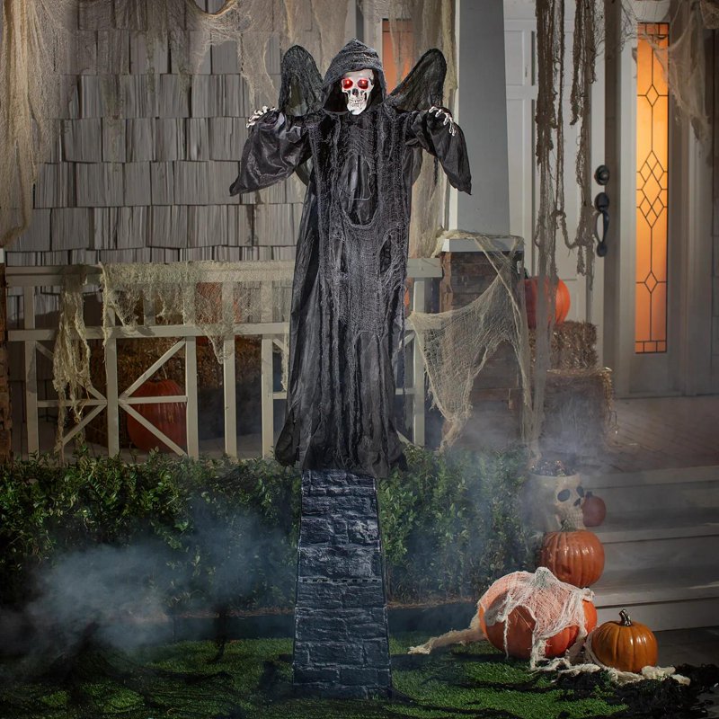 6 Ft Skeletal Reaper with Wings Halloween Animated Prop for Front Yard & Party Decor
