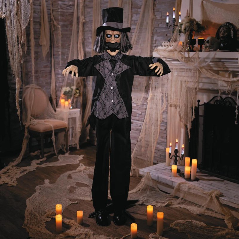 6 Ft. Animated Standing Halloween Groom Decoration with Pop-Up Jaw