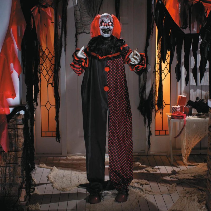 6 Ft. Animated Standing Double-Head Clown Halloween Decoration