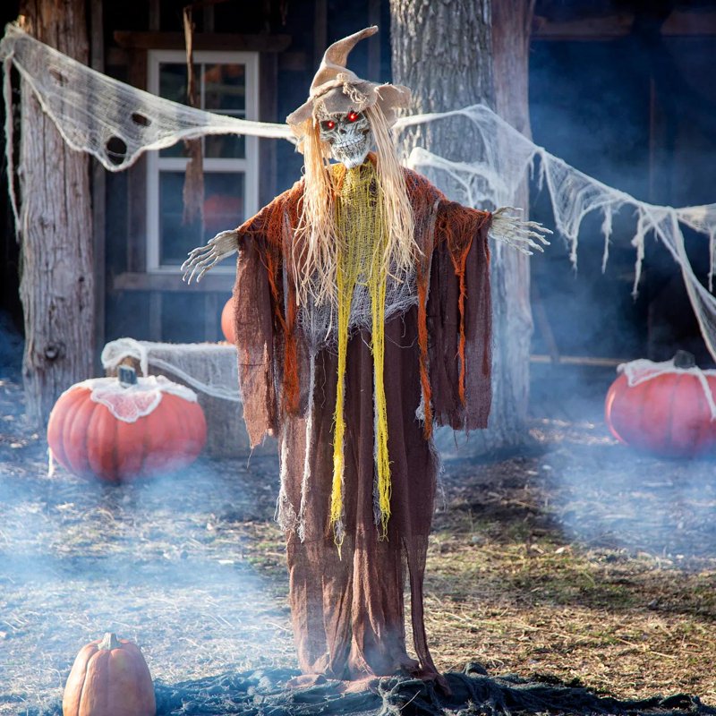 Standing Skeletal Reaper Halloween Decoration - 6 ft Outdoor Spooky Decor