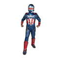 Kids Captain America Halloween Costume Jumpsuit & Mask Set - Red, 14-16