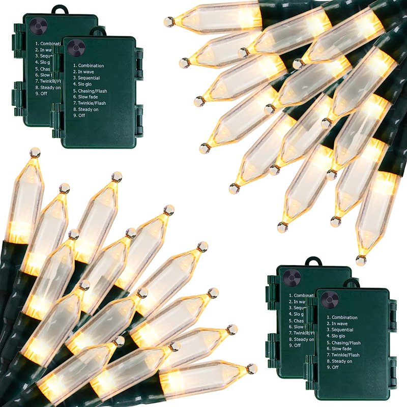 MORTTIC 4 Pack Warm White String Lights - 16.4Ft Waterproof Battery-Operated Mini Fairy Lights with 8 Modes for Indoor Outdoor Xmas Party Decorations