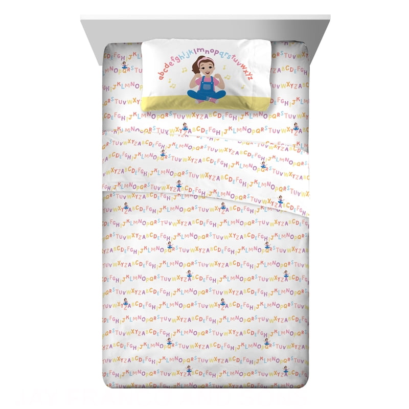 Kids Twin Sheet Set with Vibrant Designs - Microfiber Bed Sheets for Children - Includes Fitted & Flat Sheet, Pillowcase - Ms. Rachel Style