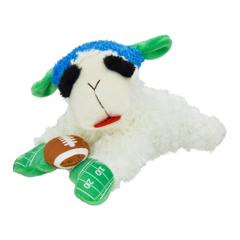 Medium Lamb Chop Dog Toy with Football Design - Plush Squeaky Toy for Dogs - Variation: Football