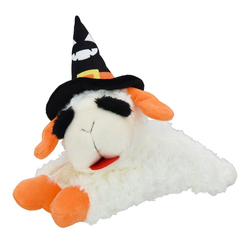 Halloween Lamb Chop Plush Dog Toy with Witch Hat Squeaky Pet Toy