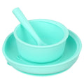 Infant Self Feeding Set - Mint Silicone Suction Plate & Bowl