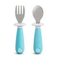 Toddler Fork & Spoon Set - Ergonomic Blue Utensils