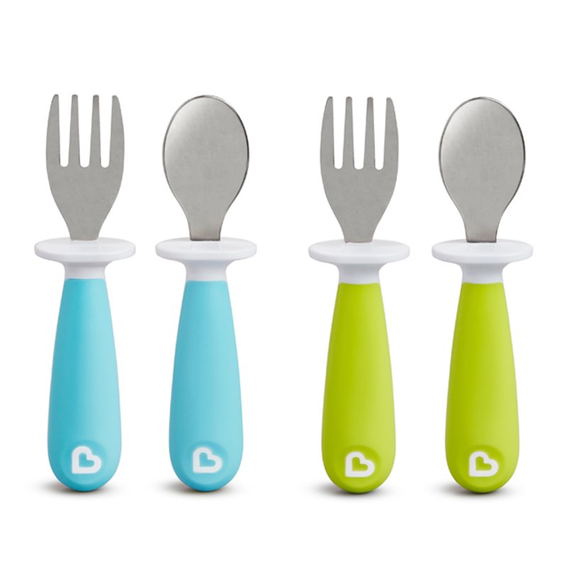 Toddler Fork and Spoon Utensil Set - Blue/Green - 4 Pack