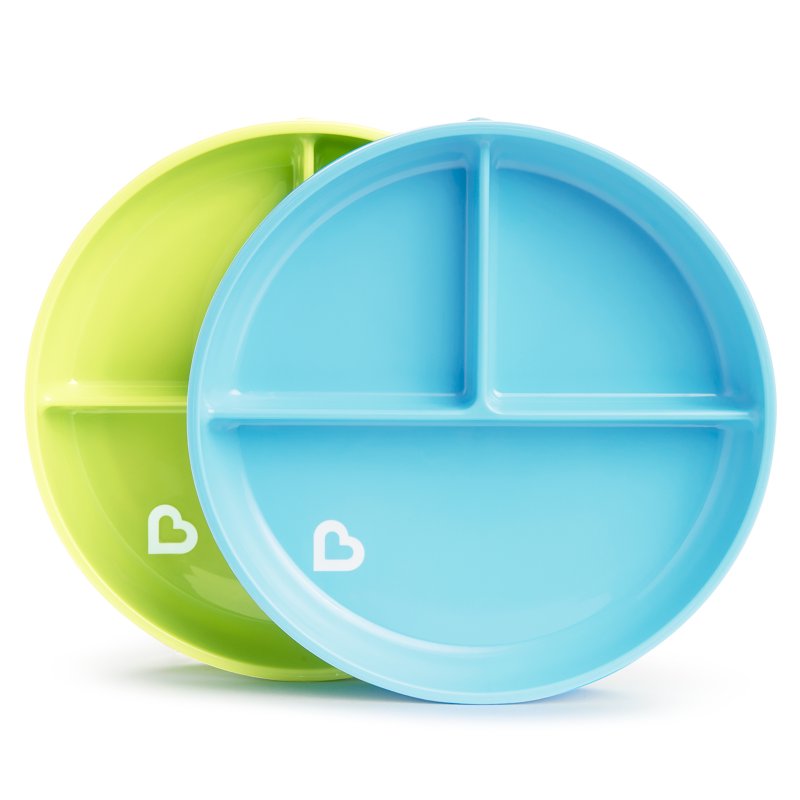 Stay Put Suction Plates for Toddlers - Blue/Green, 2 Pack