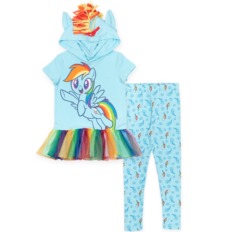 Light Blue Girl's My Little Pony Cosplay T-Shirt & Leggings Set - 5