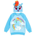 Toddler Girl Rainbow Dash Unicorn Fleece Sweatshirt & Cosplay Hat Set - Blue 4T