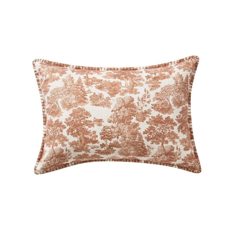 Texas House Halloween Forest Toile Rust Oblong Decorative Pillow 14x20