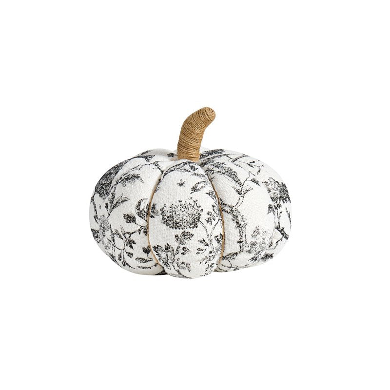 Halloween Raven Toile Pumpkin Decorative Pillow - Ivory & Black, 6 x 10 inches